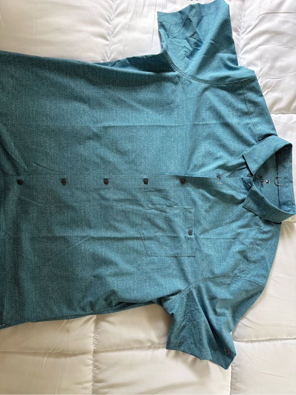 Kuhl Men's Short-Sleeve Button-Down Shirt in Teal Green